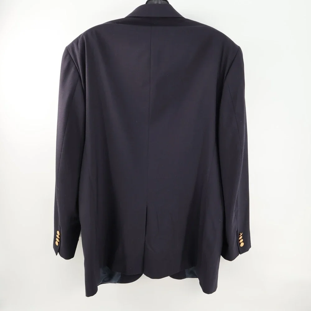 Jos A Bank Mens Blazer Mens 46L‎ Long Navy Black Wool Gold Buttons Two Button